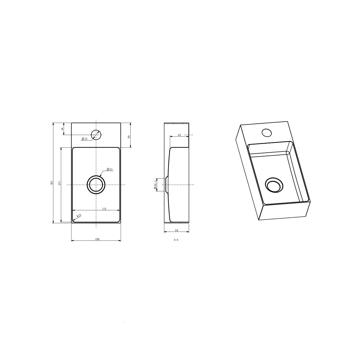 SATAUR3618BS SAT Aurum 36 x 18 cm stenski umivalnik iz nerjavečega jekla