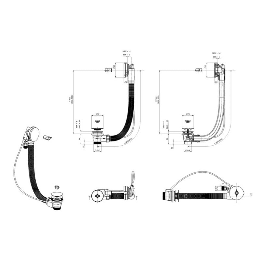 SATAVA80PROP1 SAT Project 80 cm prelivna garnitura s sifonom za kopalno kad