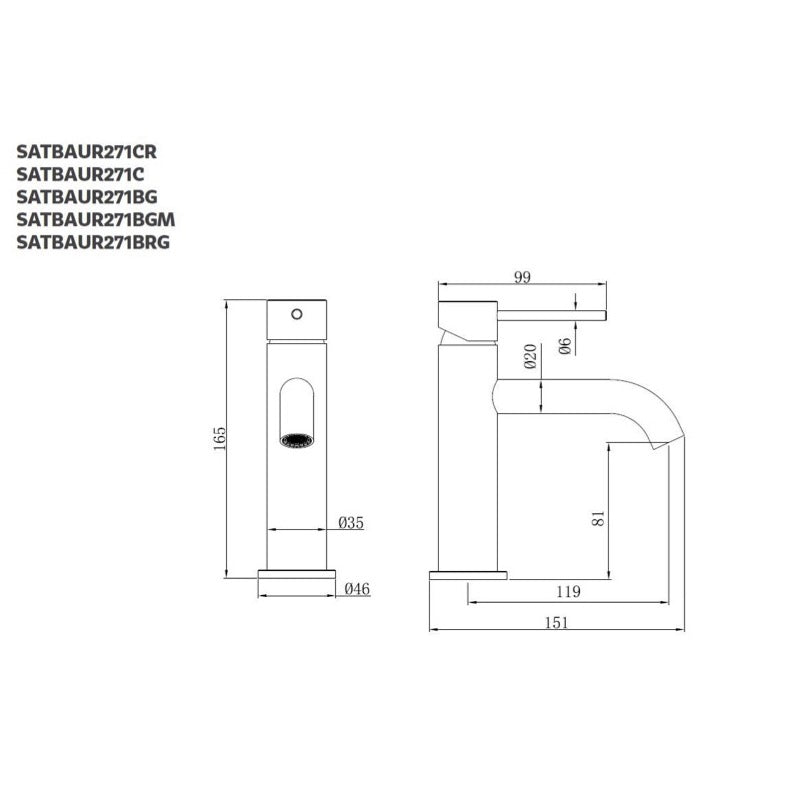 SATBAUR271BG SAT Aurum armatura za umivalnik