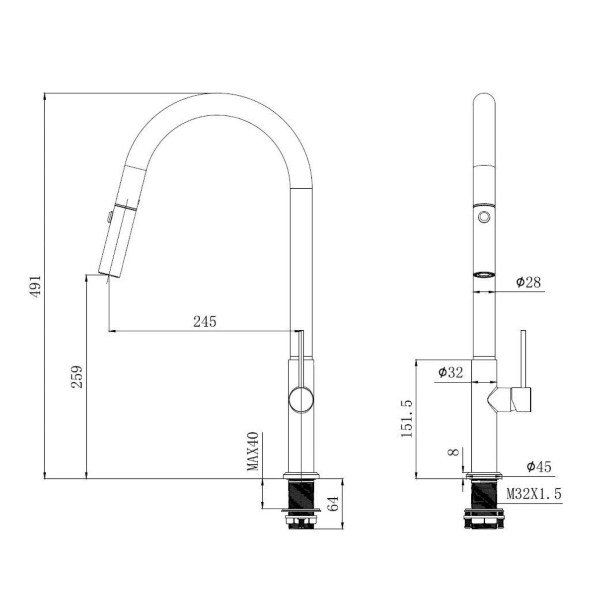 SATBSD288 SAT vrtljiva izvlečna kuhinjska armatura