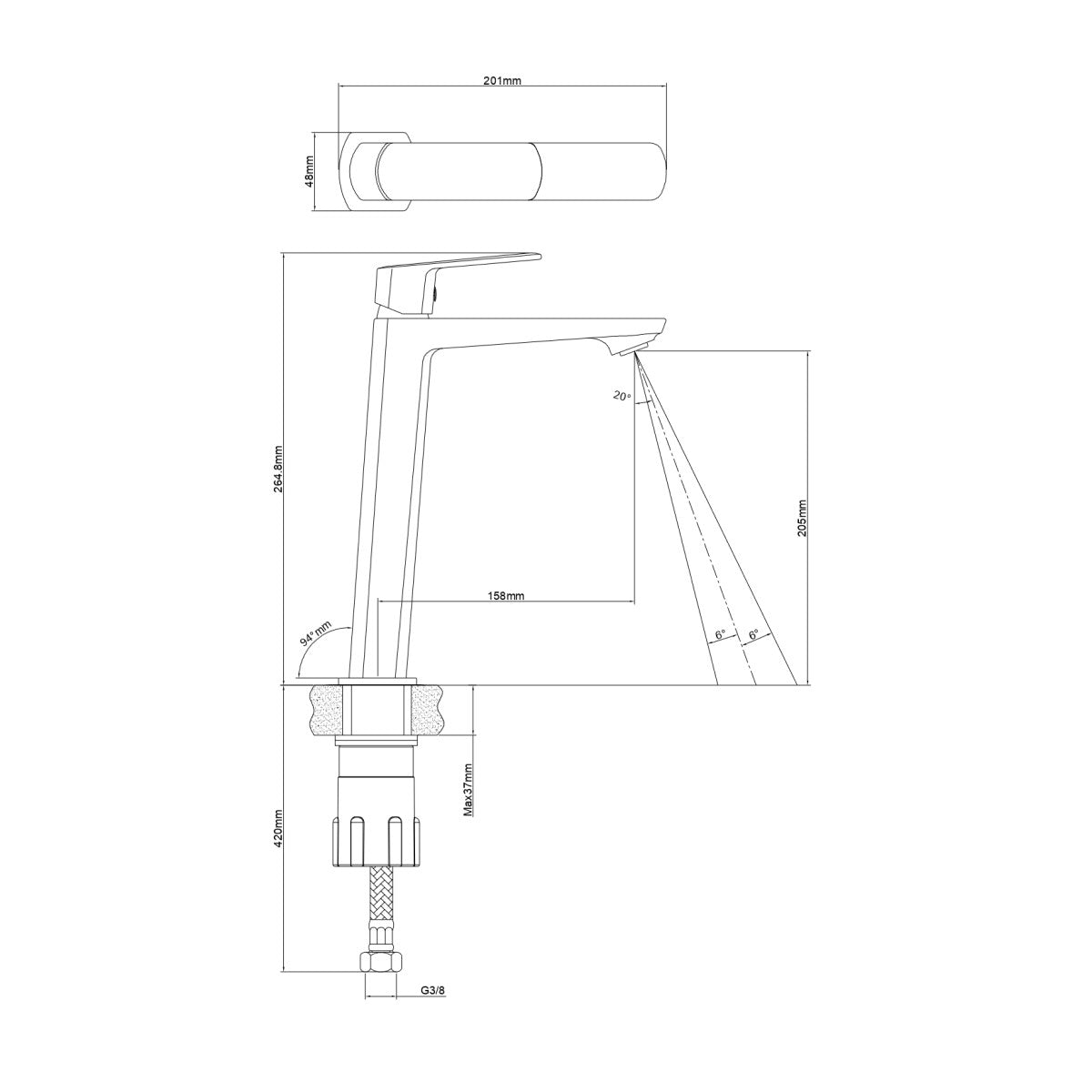 SATBSFEEL285 SAT Feel visoka armatura za umivalnik