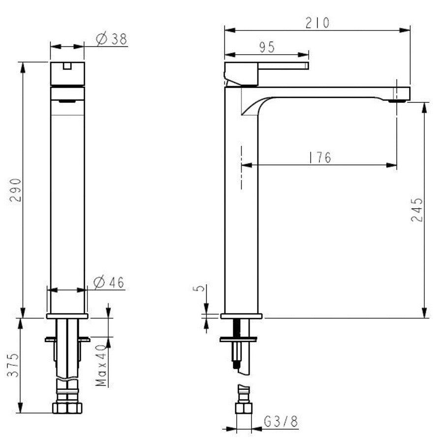 SATBSFU285CP SAT Fusion visoka armatura za umivalnik
