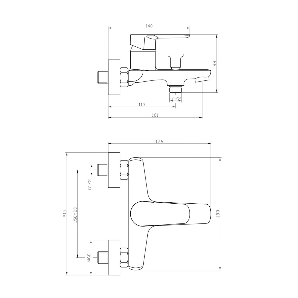 SATBSMOOD222 SAT Mood stenska armatura za kad