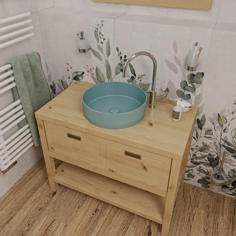 COUNTRY90ZBUMNA Naturel Country 90 x 72,5 x 51 cm masivna omarica za umivalnik retro izgleda