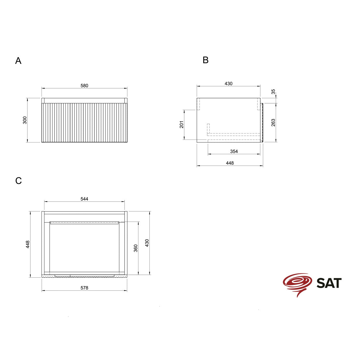 SATEVO60NAZ SAT Evolution 60x46 cm omarica za umivalnik z granitnim pultom