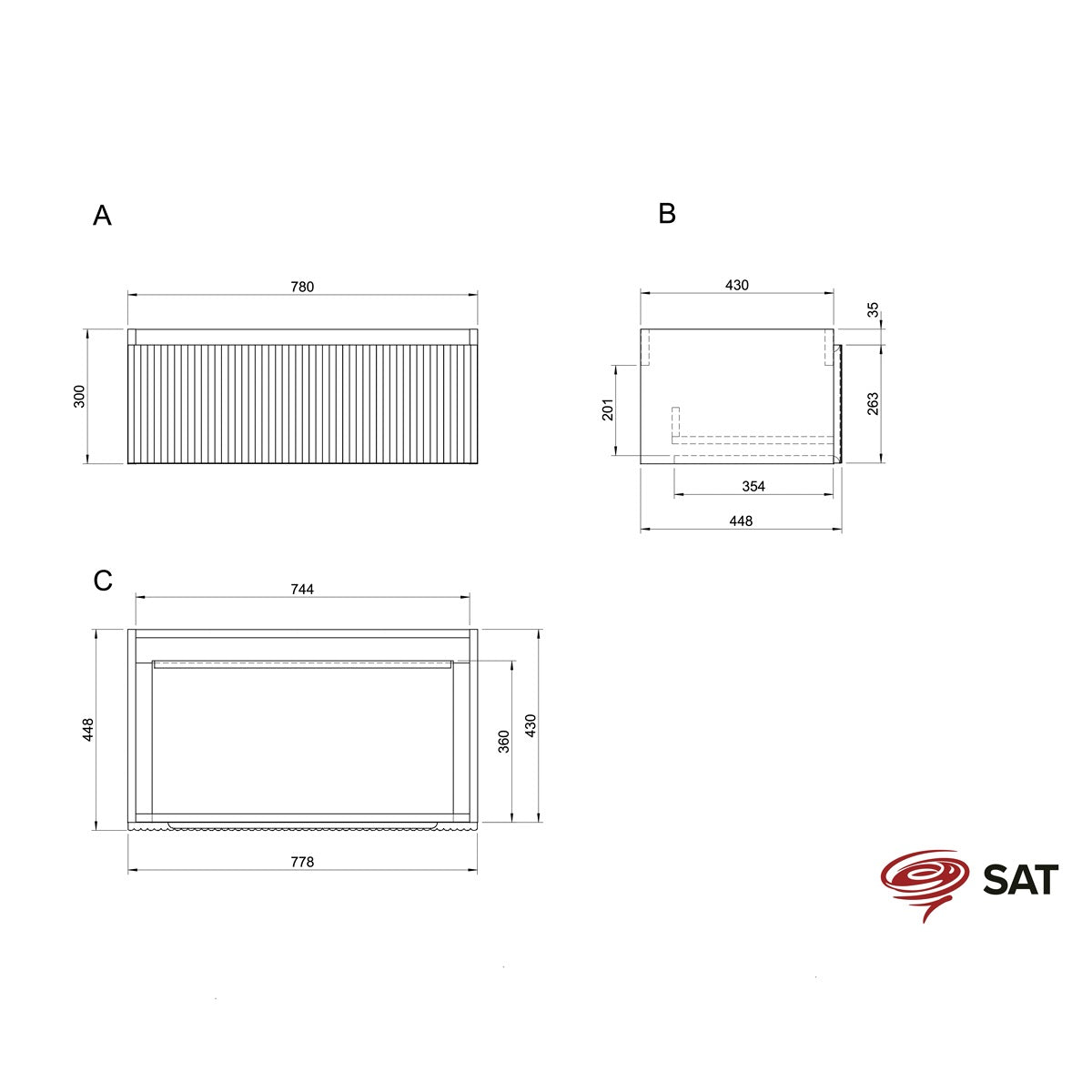 SATEVO80WMZ SAT Evolution 80x46 cm omarica za umivalnik z granitnim pultom