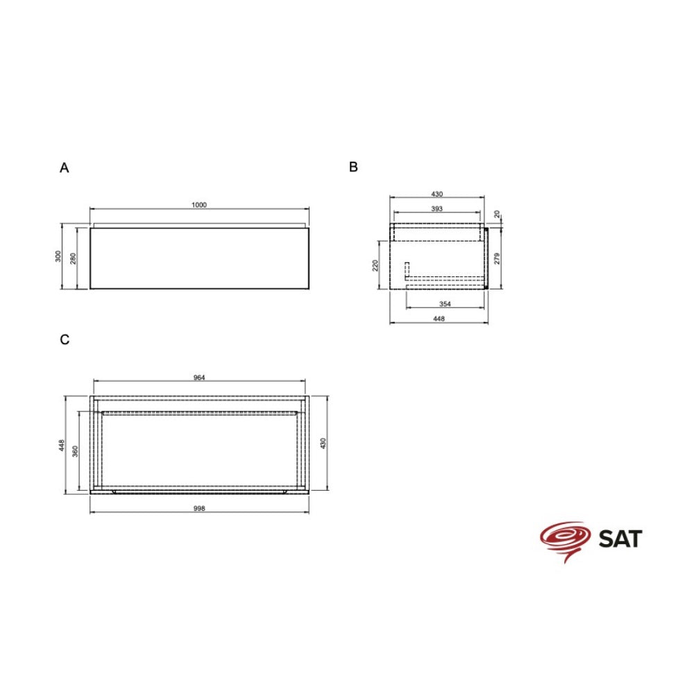 SATFEEL100DMZ SAT Feel 100x46 cm omarica za umivalnik z granitnim pultom
