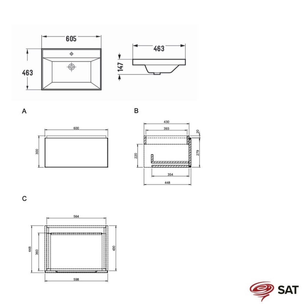 SATFEEL60DMU4 SAT Feel 60 x 46 cm umivalnik z omarico