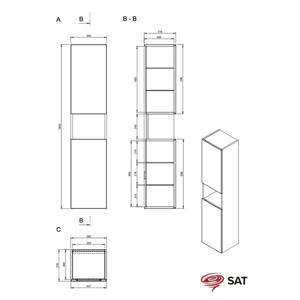 SATFEELV36BE SAT Feel 165 x 36 x 32 cm visoka stranska omarica