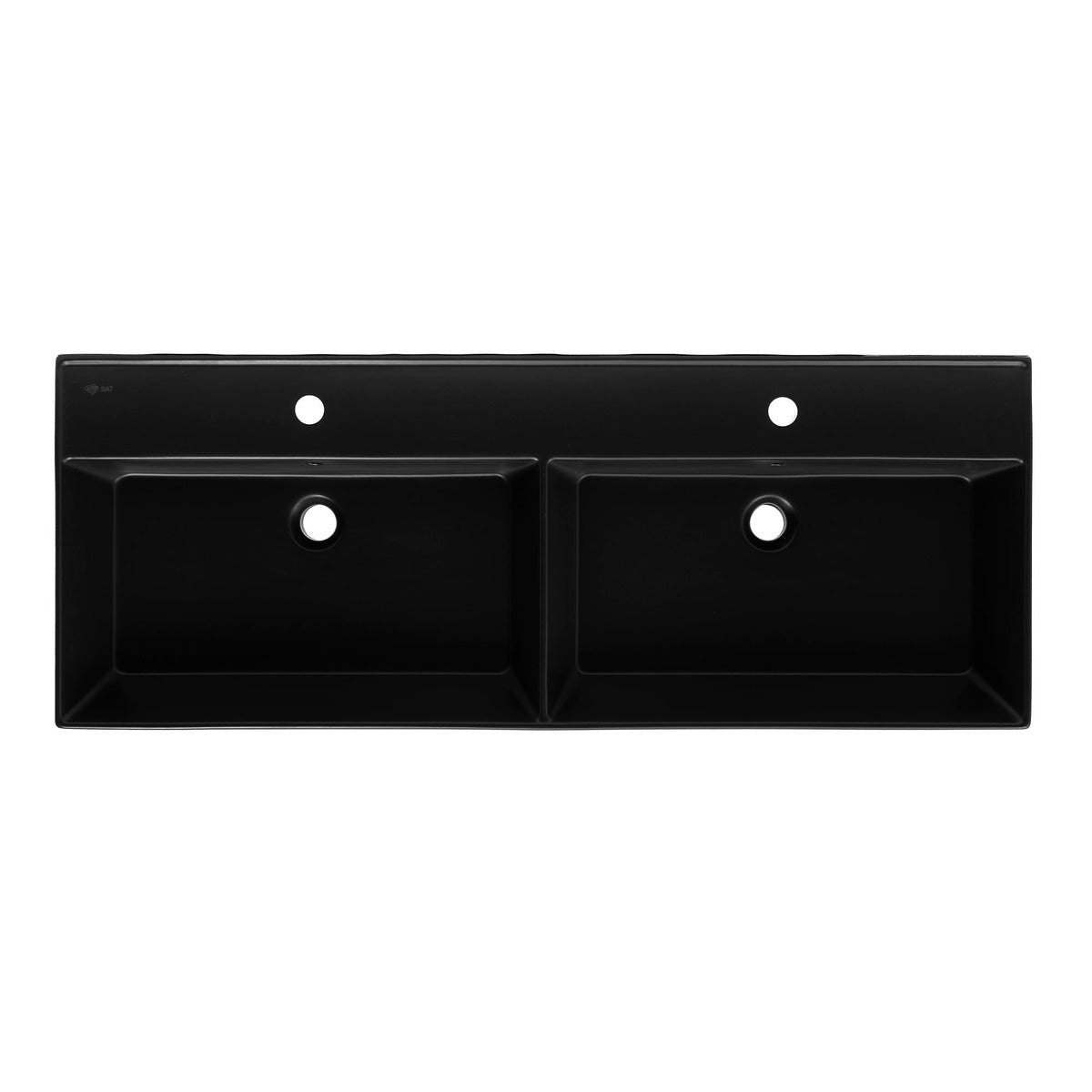 SATINF212046BKM SAT Infinitio 120 x 46,5 cm dvojni keramični umivalnik z 2 odprtinama črni