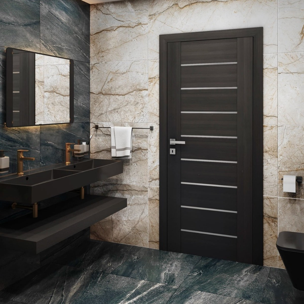 SATINF212046BKM SAT Infinitio 120 x 46,5 cm dvojni keramični umivalnik z 2 odprtinama črni