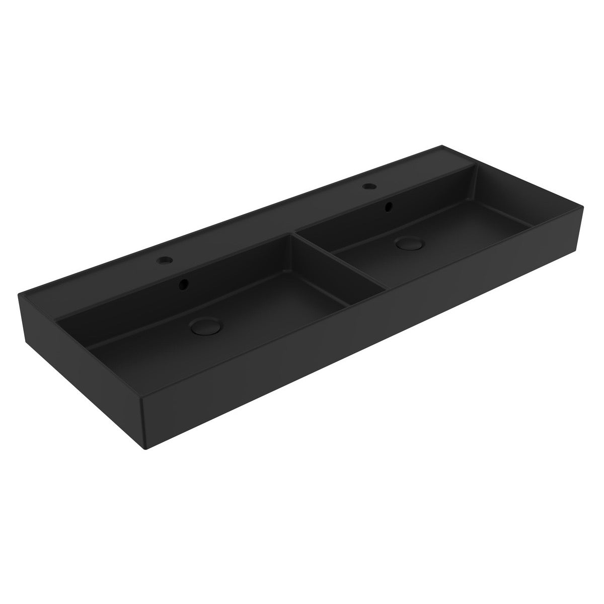 SATINF212046BKM SAT Infinitio 120 x 46,5 cm dvojni keramični umivalnik z 2 odprtinama črni
