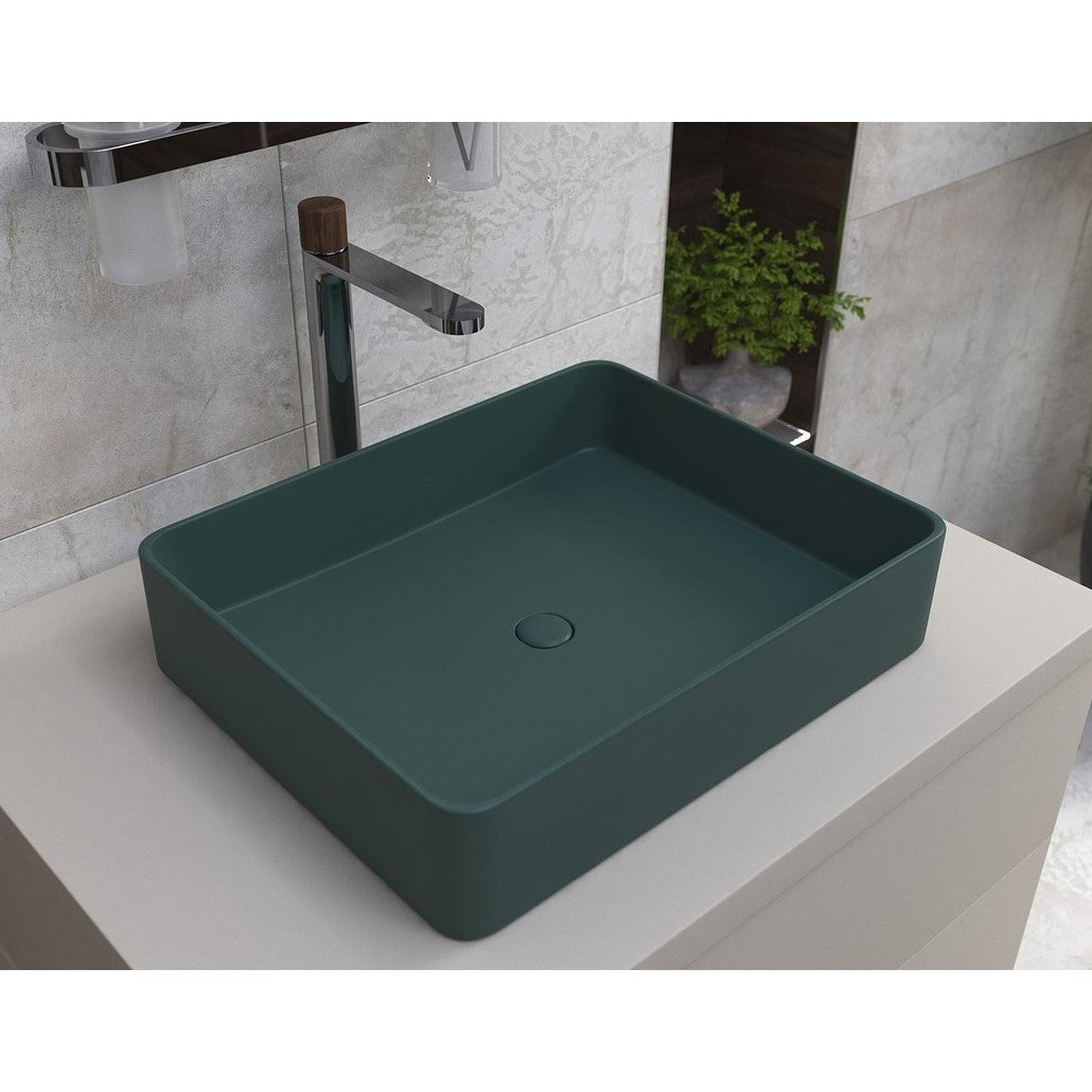 SATINF5040DGEM SAT Infinitio 50 x 40 cm pravokotni zeleni nadpultni keramični umivalnik z mat zaključkom