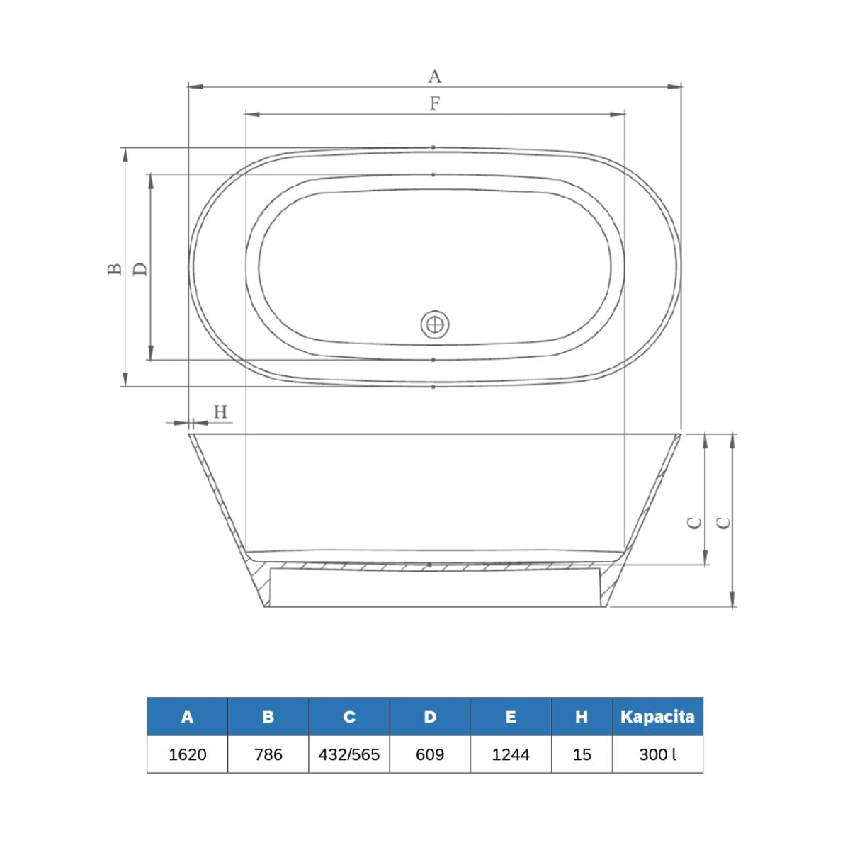 SATMRB160 SAT Mirabel prostostoječa kopalna kad iz litega marmorja