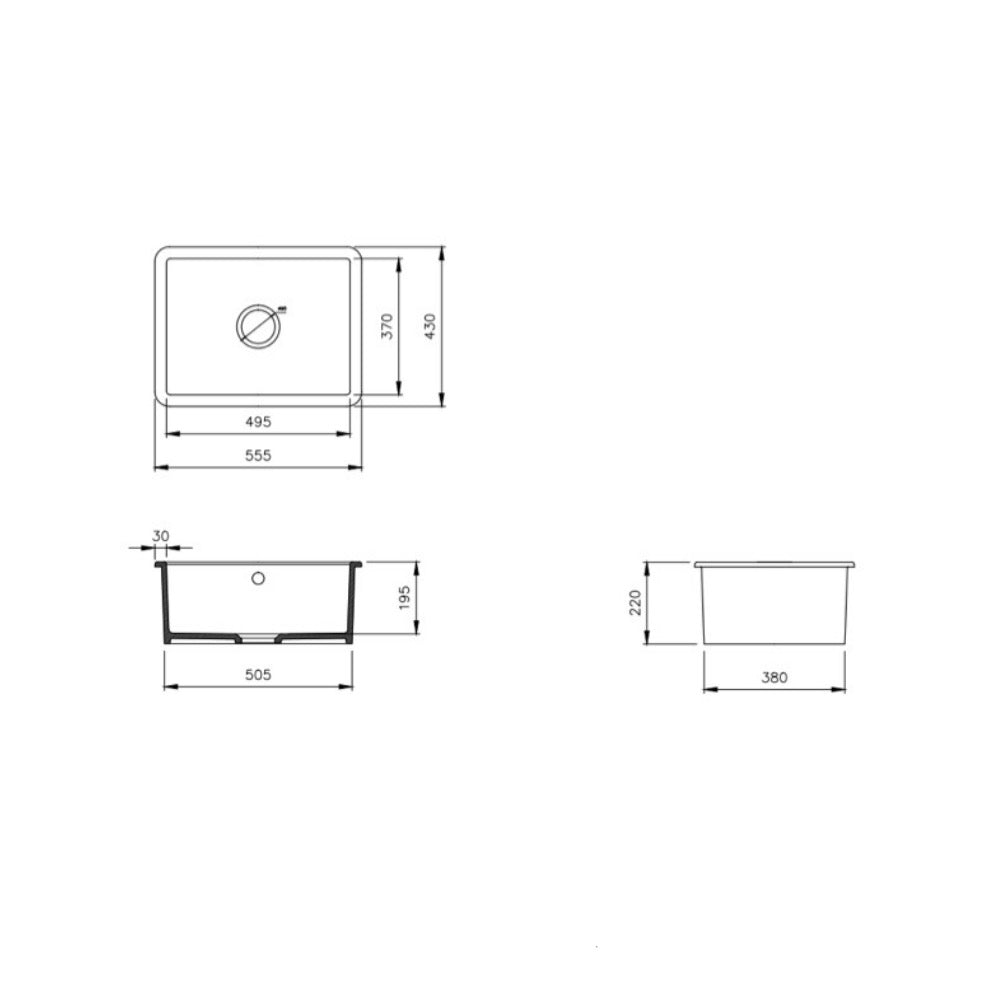 SATSINK5543 SAT 56x43 cm Infinitio keramično pomivalno korito
