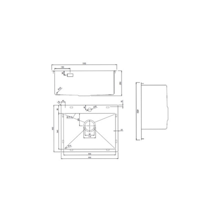 SATSINK5545BGM SAT Aurum 55x45 cm pomivalno korito iz nerjavnega jekla