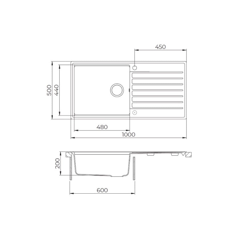 SATSINKGQK103B 100x50 cm SAT pomivalno korito iz umetnega kamna