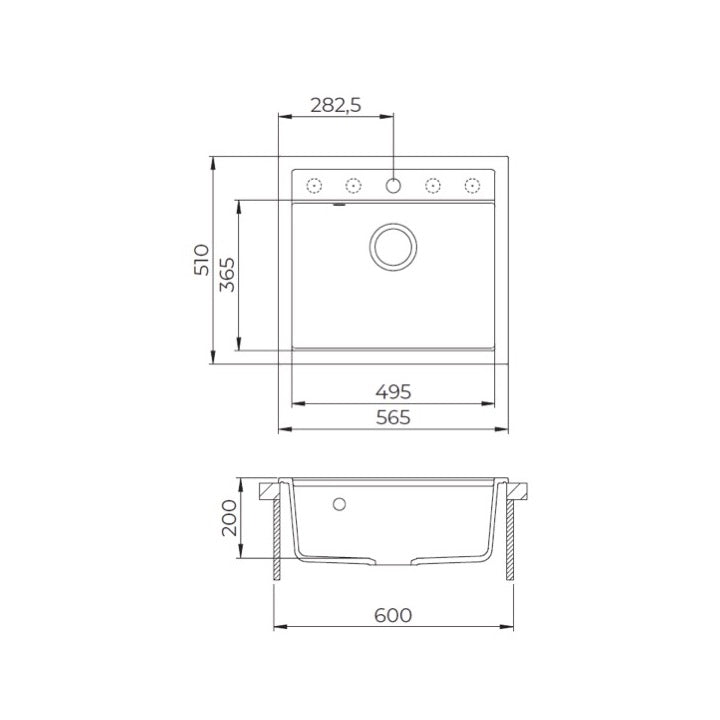 SATSINKGQQ100W SAT 57x51 cm pomivalno korito iz umetnega kamna