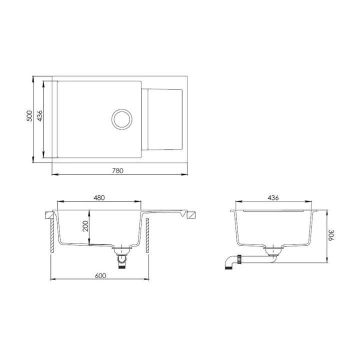 SATSINKGQT105B SAT pomivalno korito iz umetnega kamna