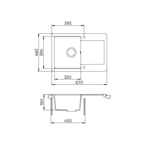 SATSINKSQE101B SAT 67x46 cm pomivalno korito iz umetnega kamna