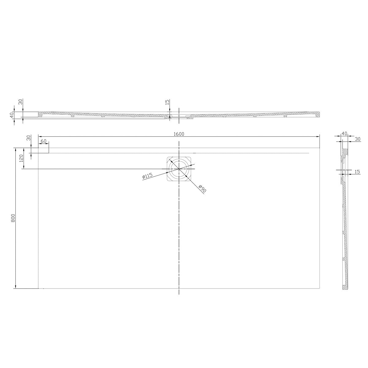 SATSVVI16080S SAT Vision 160 x 80 cm pravokotna tuš kad iz litega marmorja