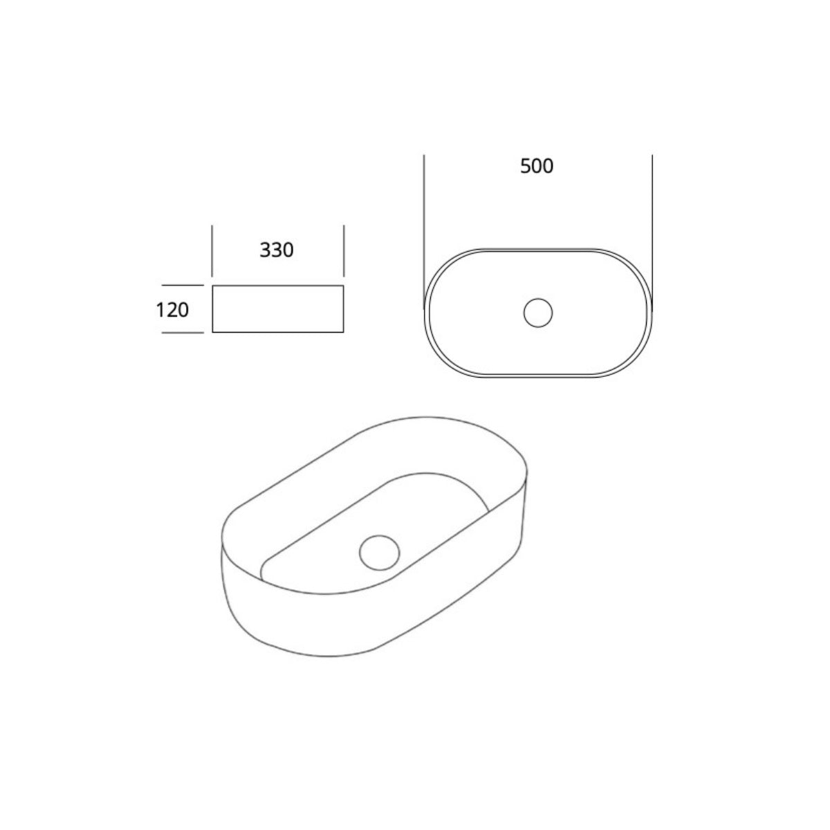 SATUMPRO5033 SAT Project 50 x 33 cm nadpultni keramični umivalnik