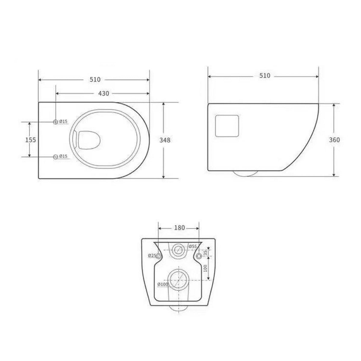 SATWCPRO010RREXP SAT Project viseča brezrobna WC školjka z WC desko s počasnim zapiranjem