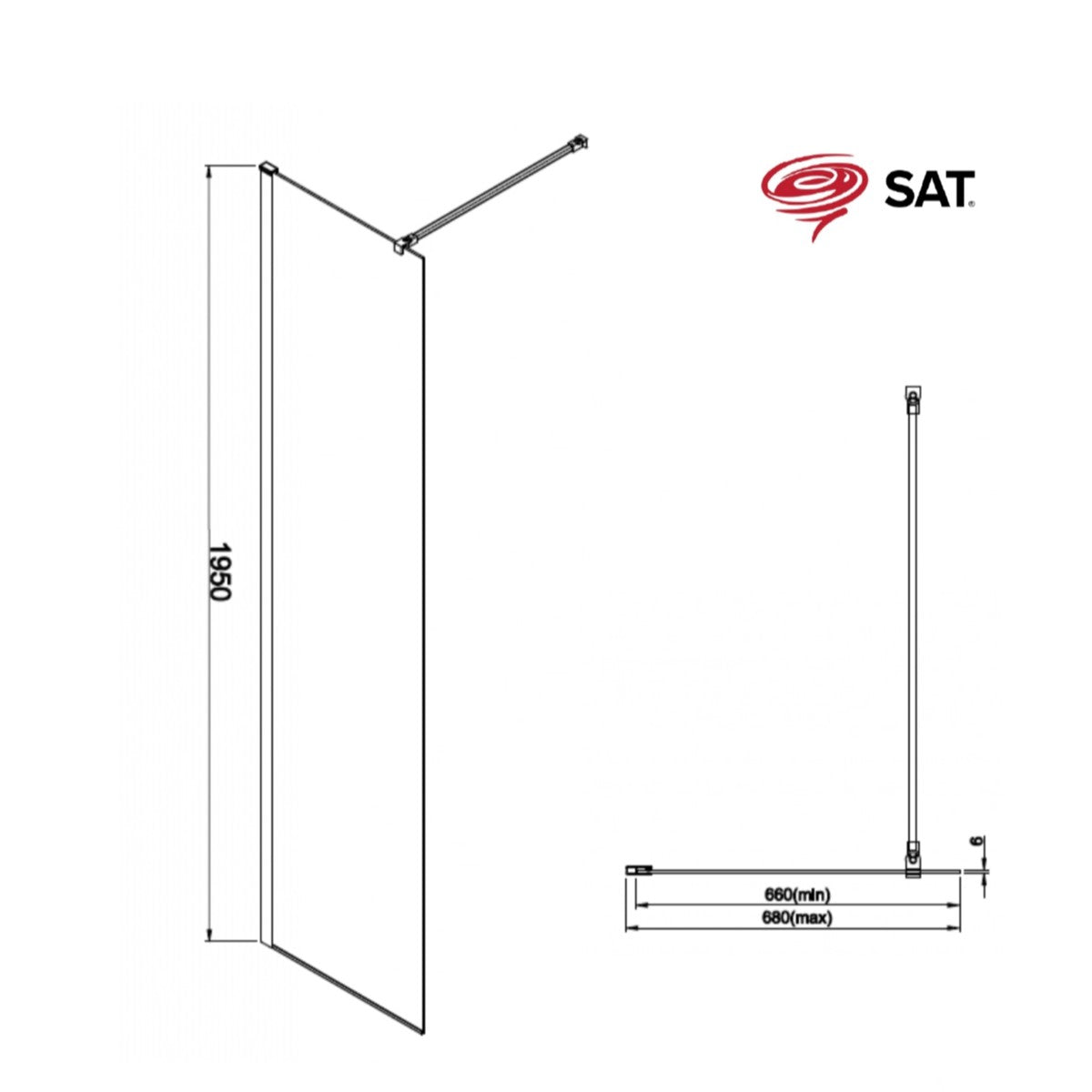 SATWIPRO70C SAT Project Walk-in 70 cm tuš stena