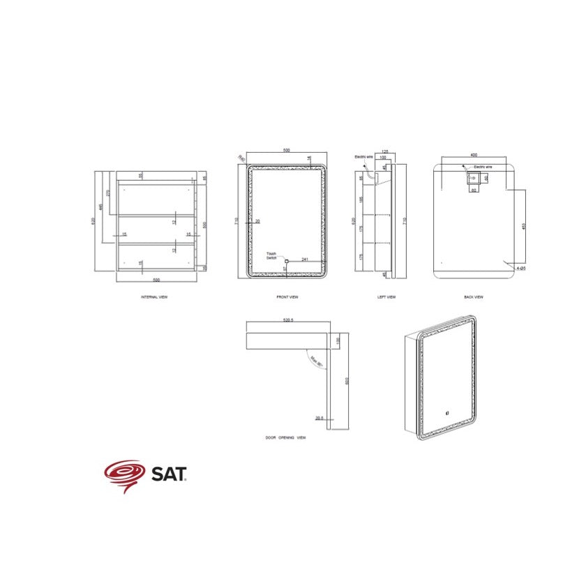 SATZGALED5071AL SAT 50 x 71 cm omarica z ogledalom in LED osvetlitvijo