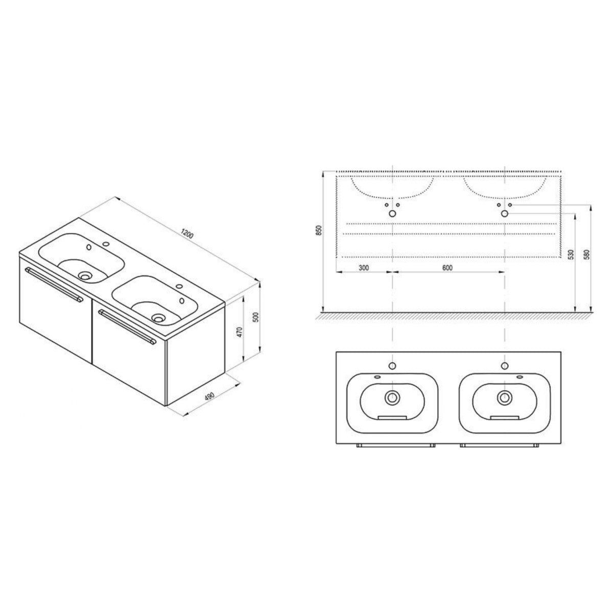 X000000536 Ravak Chrome 120 x 49 cm omarica za umivalnik