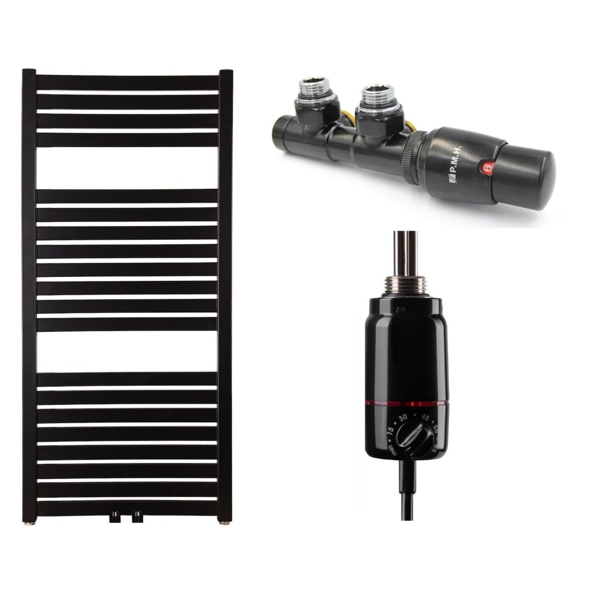 SETKH450970SBLKOM Thermal Trend KH 45 cm x 97 cm kopalniški radiator s kompletom za kombiniran priklop
