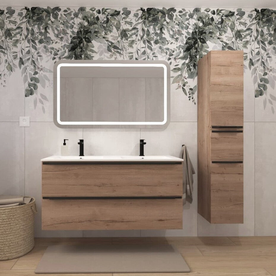 NOBIA120ZDS Naturel Nobia 120 x 46 cm dvojni umivalnik z omarico