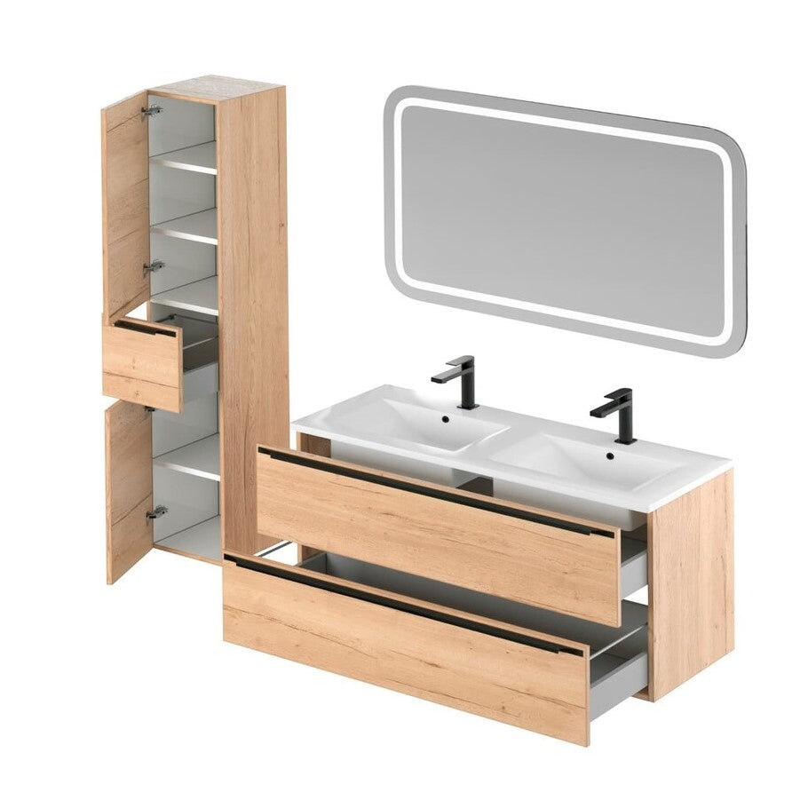 SETNOBIA9 Naturel Nobia 120 x 46 cm kopalniški sestav s stransko omarico