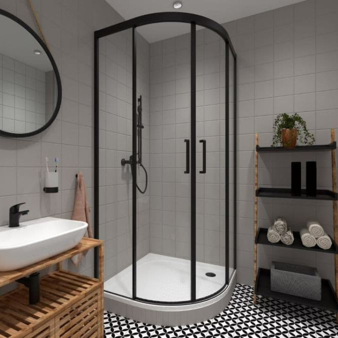 SATTEXSBB80CT SAT TEX BB 80 x 80 polkrožna tuš kabina brez okvirja