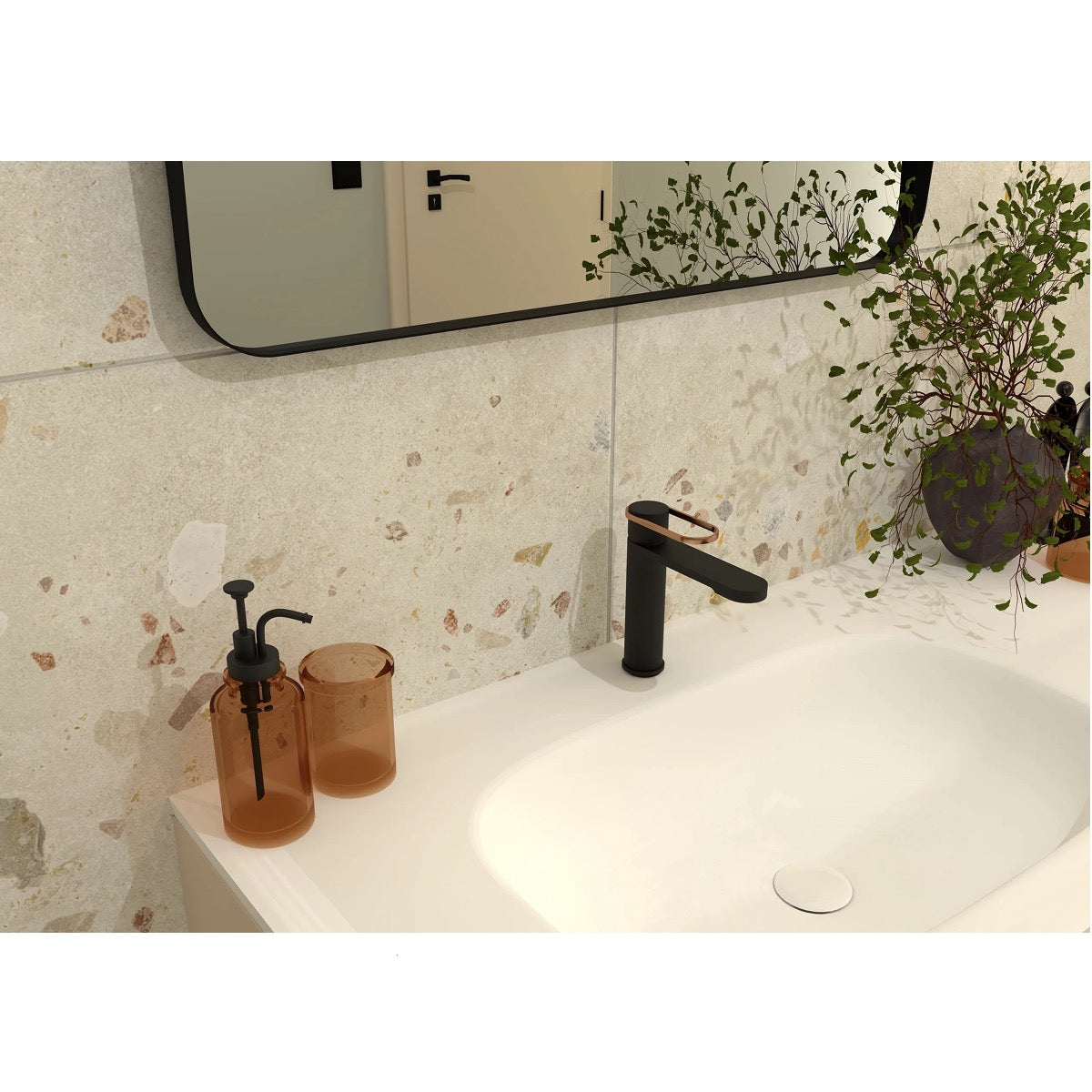 AUSTEN165BG Naturel Austen 165 x 52 cm umivalnik z omarico