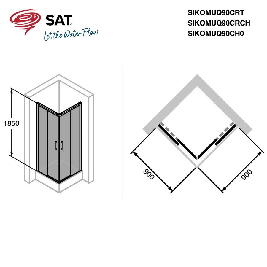 SATPROMUQ90CT SAT PROJECT 90 x 90 kvadratna tuš kabina črna