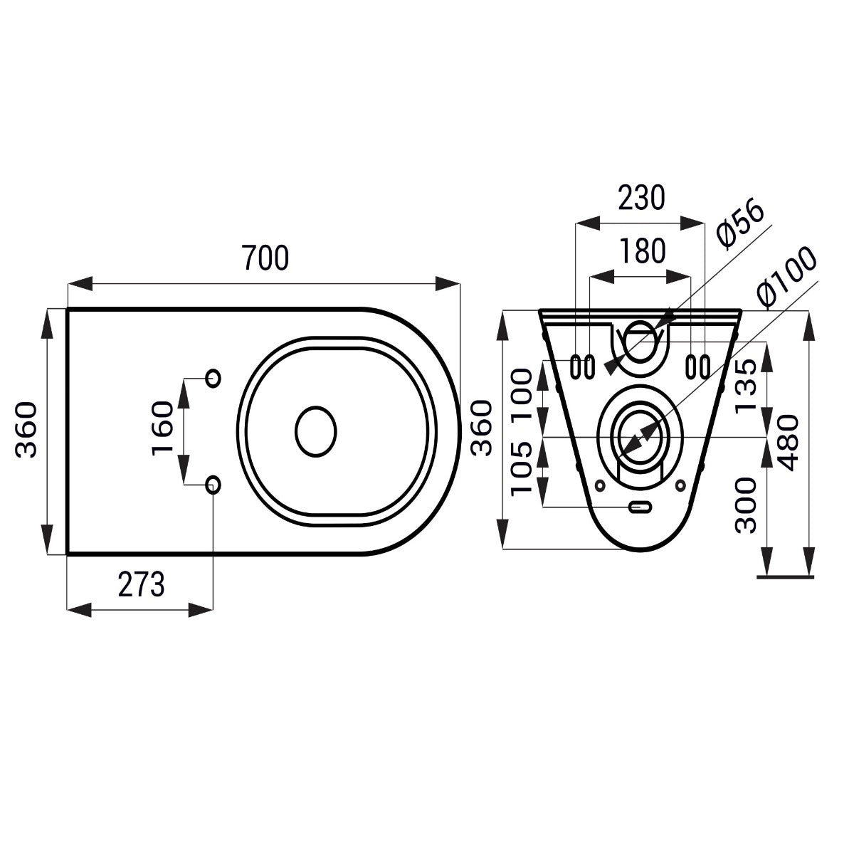 94110 Sanela SLWN 11 viseča WC školjka za invalide iz nerjavnega jekla Anti Vandalism