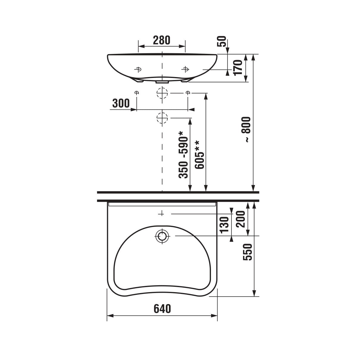 H8137140001041 Jika Mio 64 x 55 cm keramični umivalnik za invalide