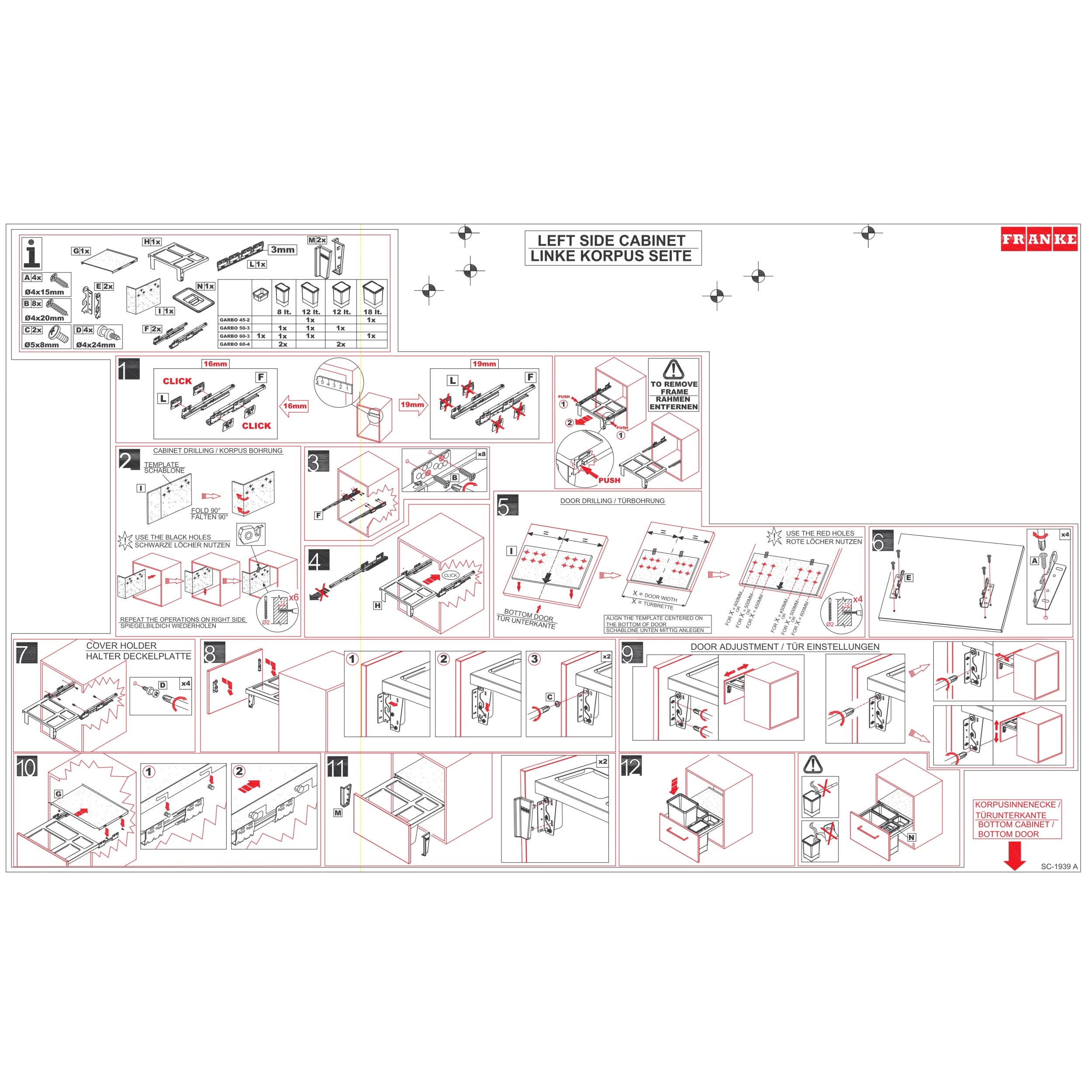 121.0200.680 Franke Sorter Garbo 60/3 sorter odpadkov