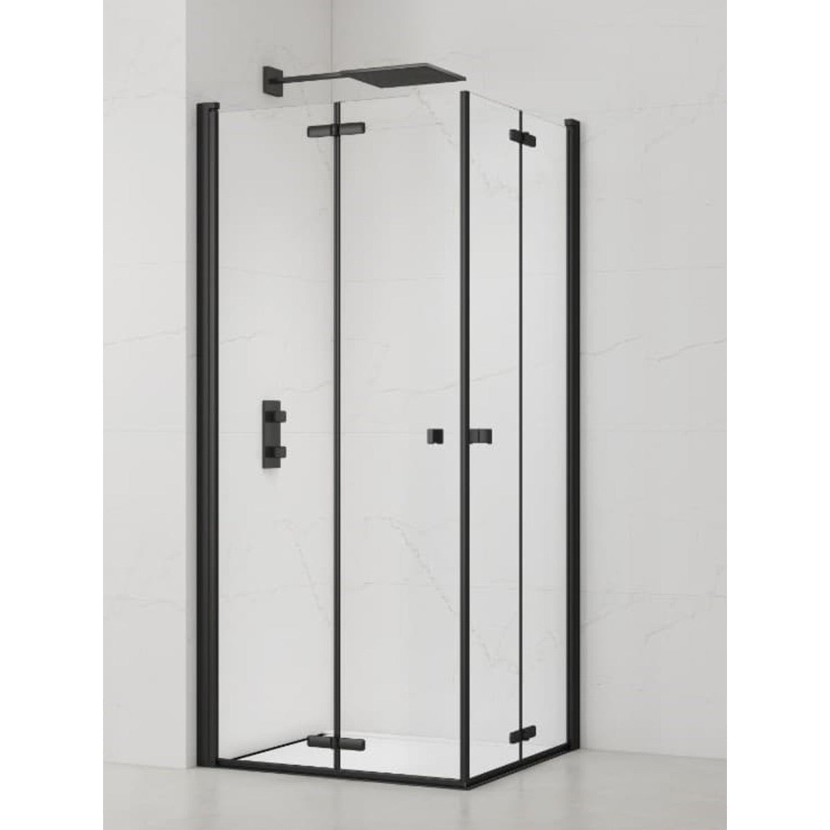 SATSK90100C SAT SK 100 x 90 pravokotna tuš kabina z zložljivimi vrati črna