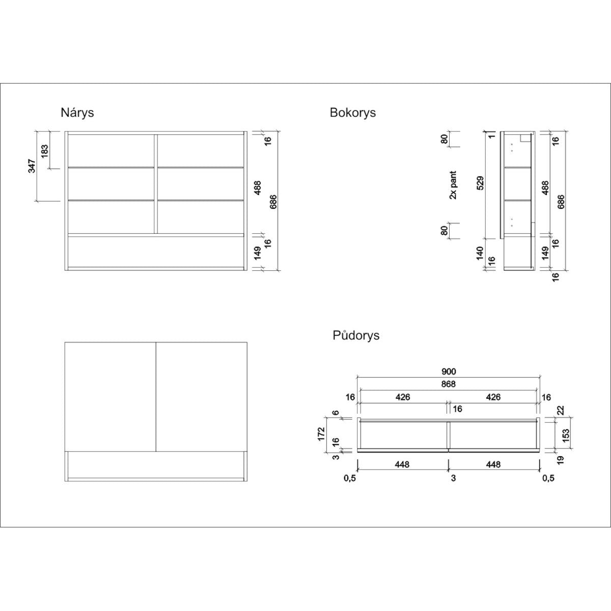 VARIOG90DB Naturel Vario Dekor 90 x 68,6 cm omarica z ogledalom