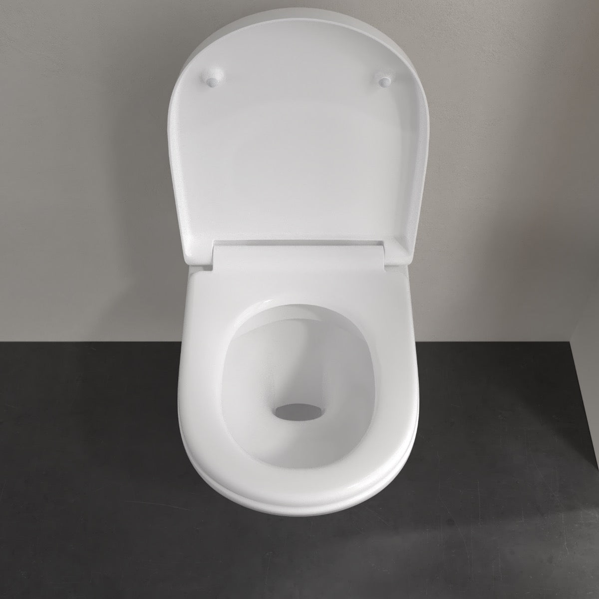 5660HR01 Villeroy & Boch O.Novo viseča brezrobna WC školjka z WC desko s počasnim zapiranjem
