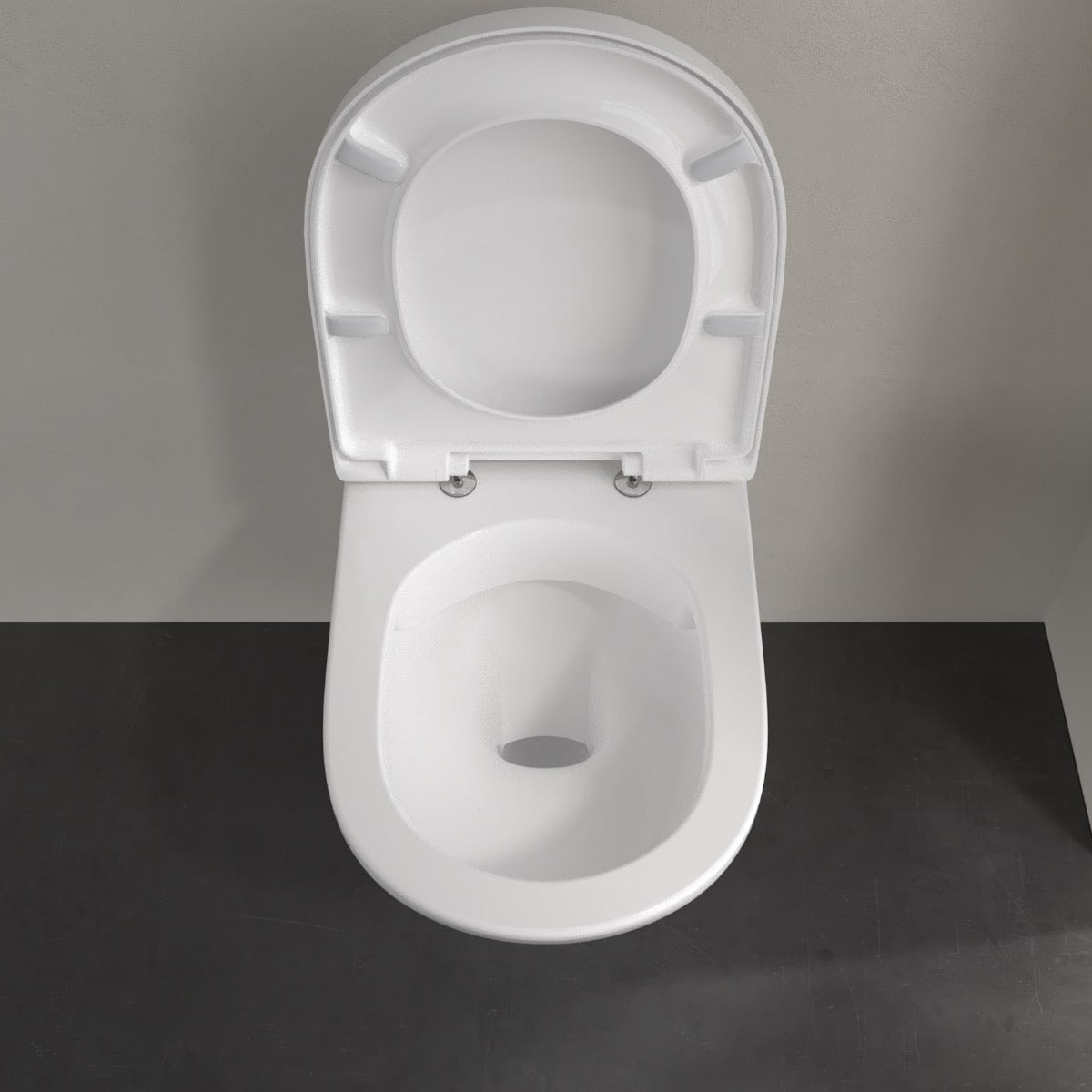 5660HR01 Villeroy & Boch O.Novo viseča brezrobna WC školjka z WC desko s počasnim zapiranjem