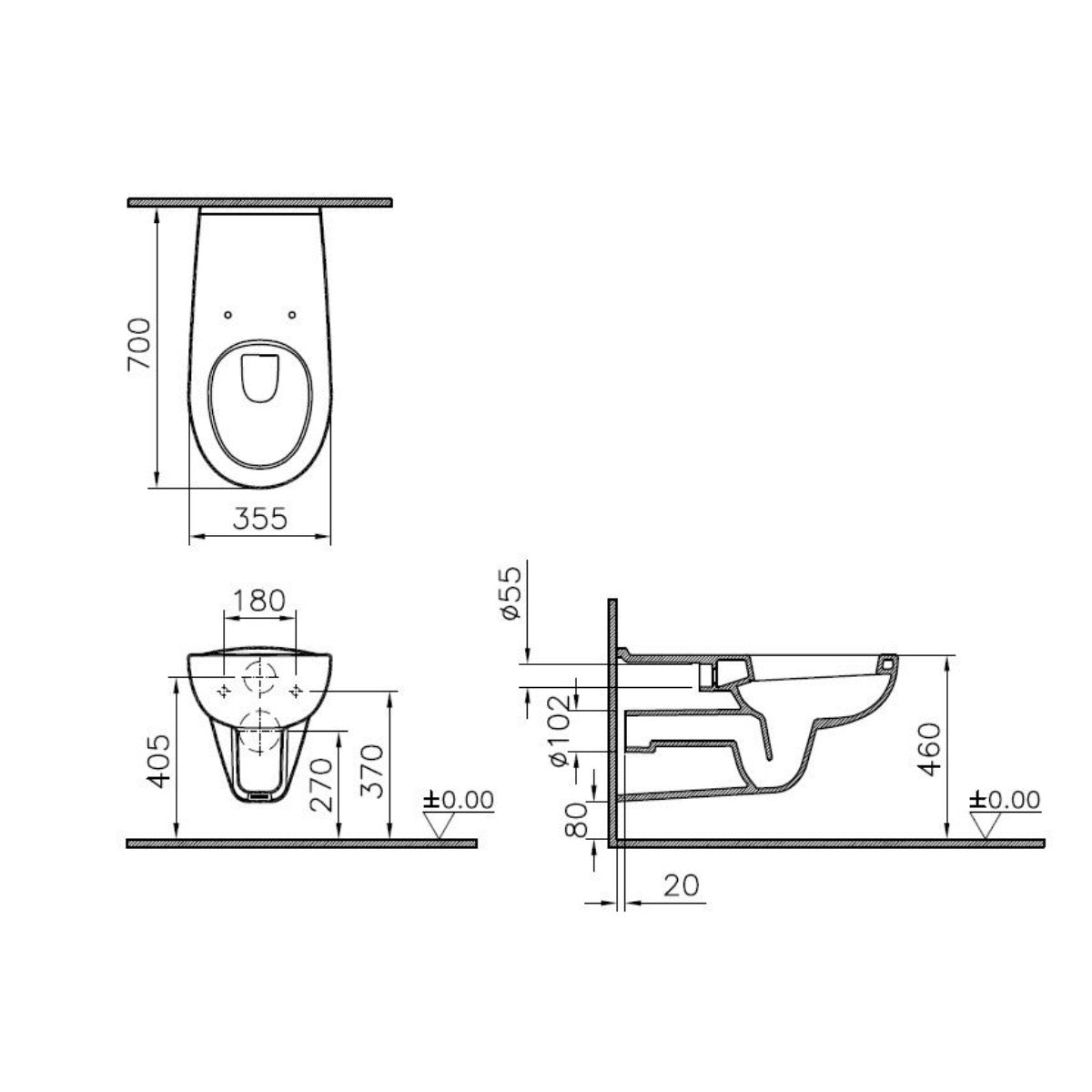 5813B003-0075 Vitra Conforma viseča WC školjka za invalide