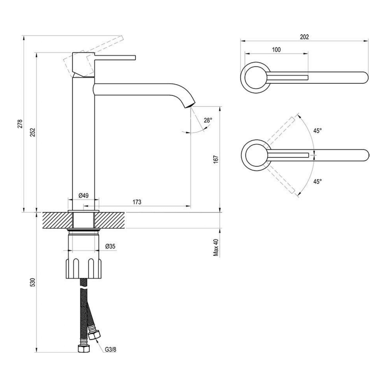 X070393 Ravak Espirit visoka armatura za umivalnik