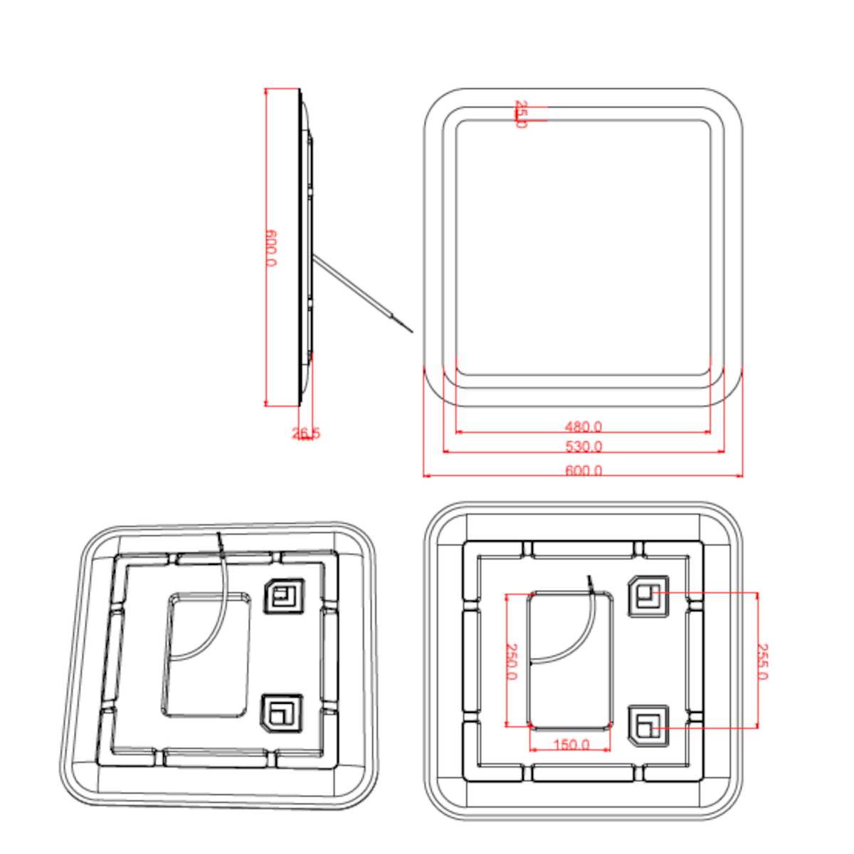 ZIL6060KRBV Naturel Pavia 60 x 60 cm kopalnisko ogledalo z led osvetlitvijo