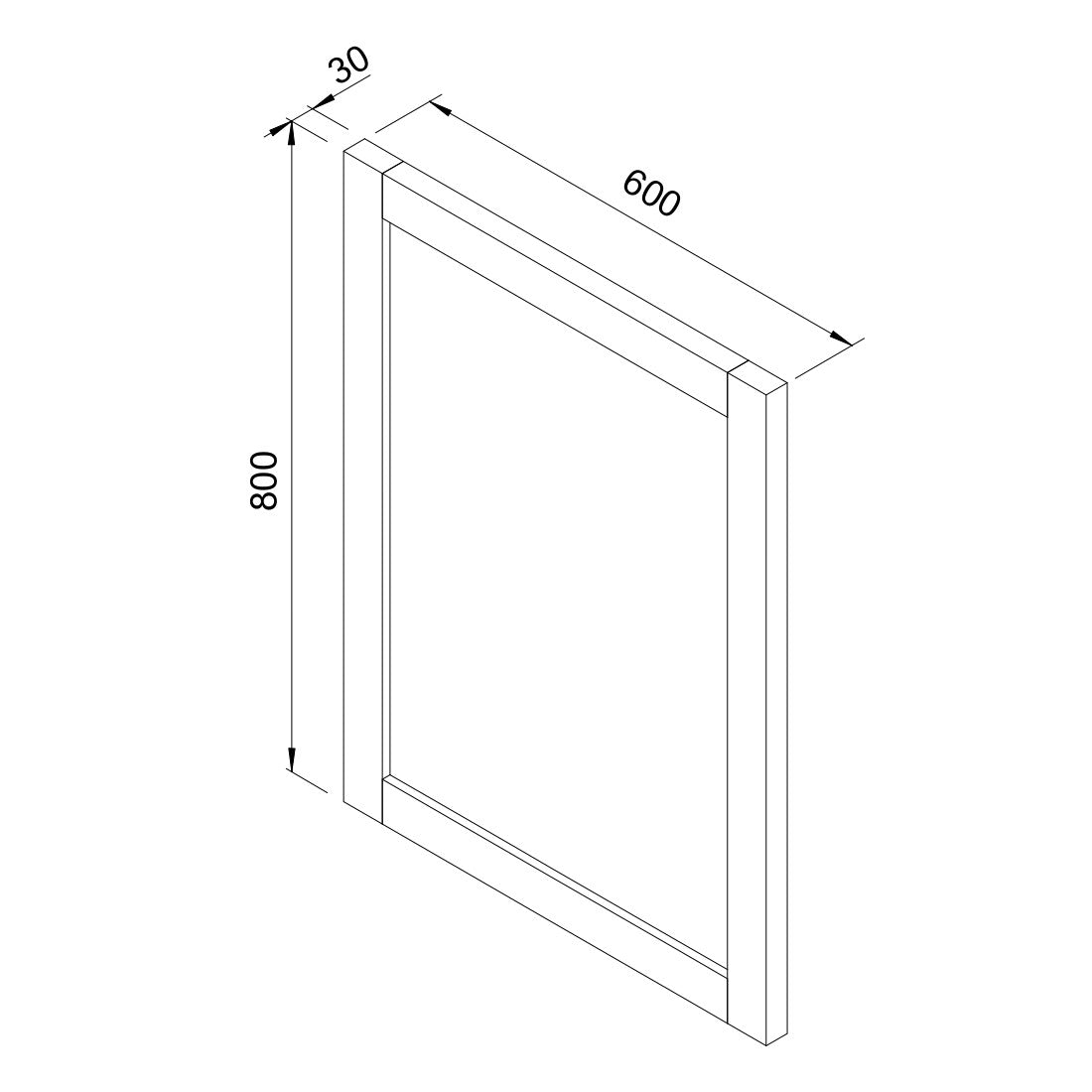 ZMDUB6080K Naturel Wood 60 x 80 cm kopalnisko ogledalo iz masivnega lesa