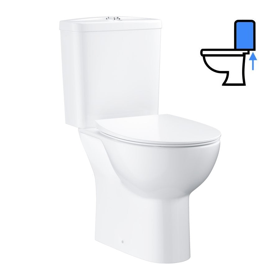 39942000 Grohe Bau Ceramic talna brezrobna WC školjka monoblok (stenski izliv) z WC desko s počasnim zapiranjem