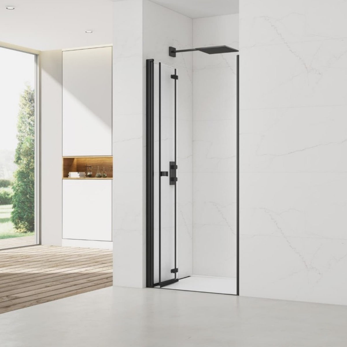 SATSK90C SAT SK 90 cm zložljiva tuš vrata črna