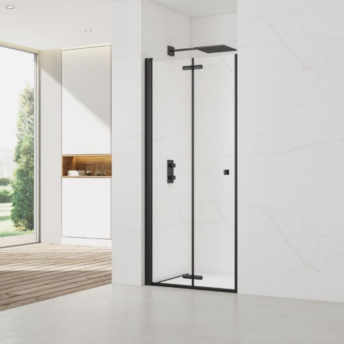 SATSK90C SAT SK 90 cm zložljiva tuš vrata črna